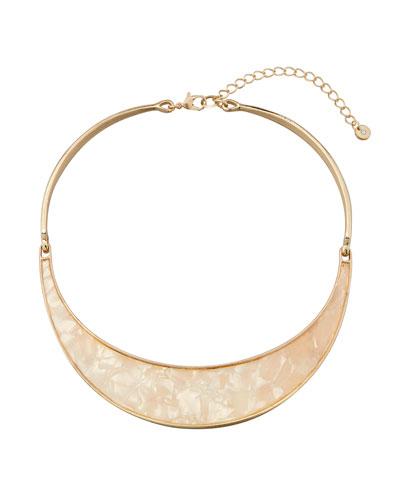Simulated Mother-of-pearl Collar Necklace, White