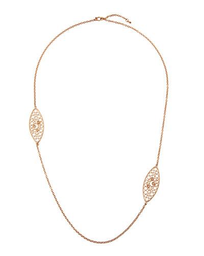 Bollicine 18k Rose Gold Long 2-station Necklace W/ Diamonds