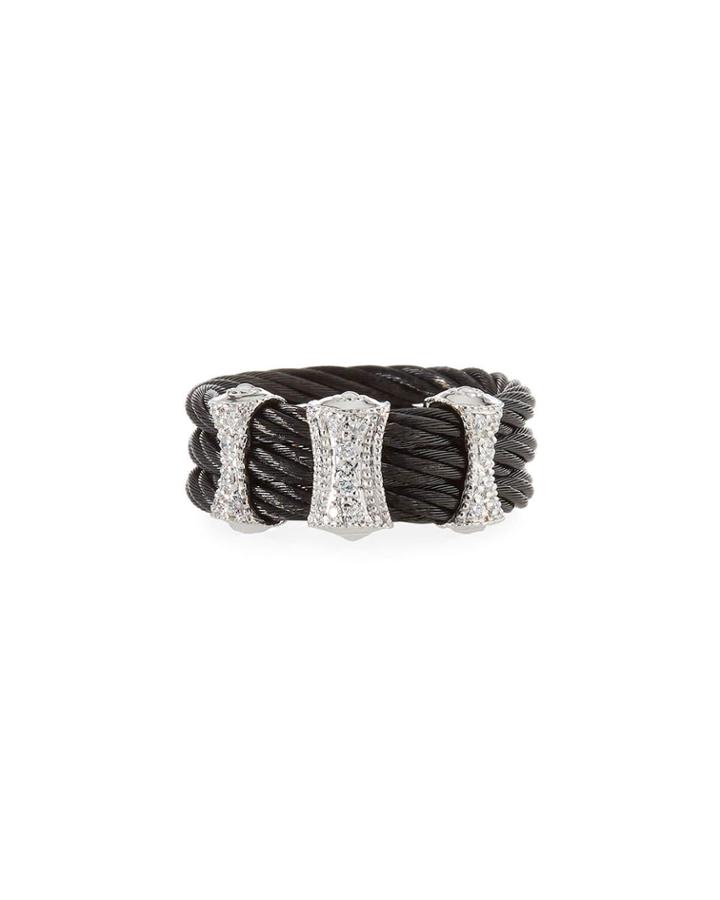 Steel Cable & 18k Diamond 3-station Ring,