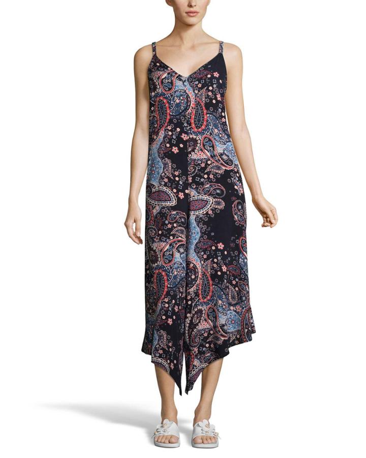 Paisley V-neck Wide-leg Jumpsuit