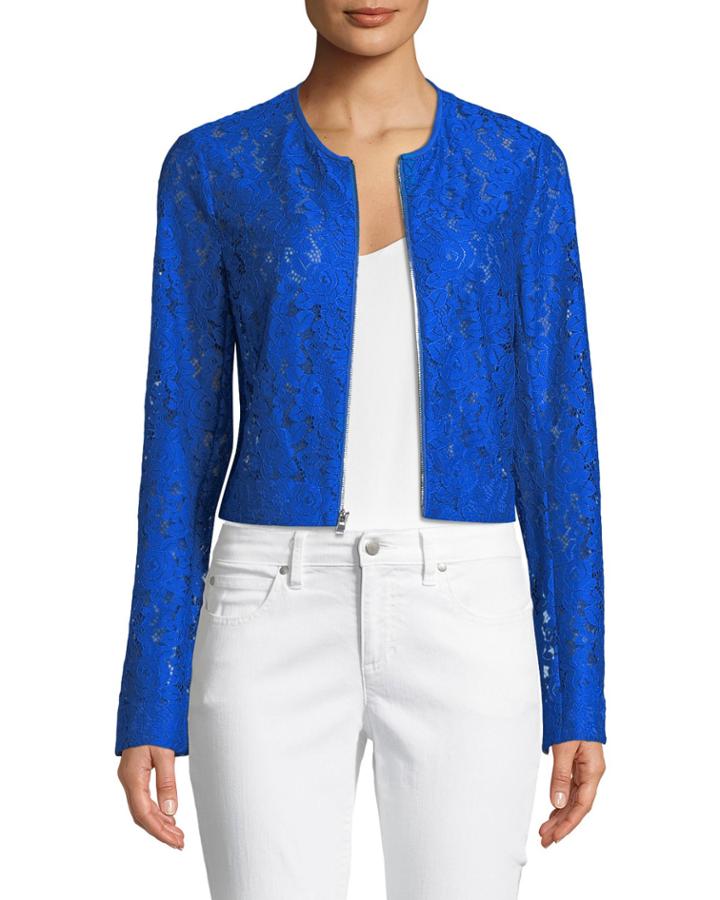 Lace Zip-front Crop Jacket