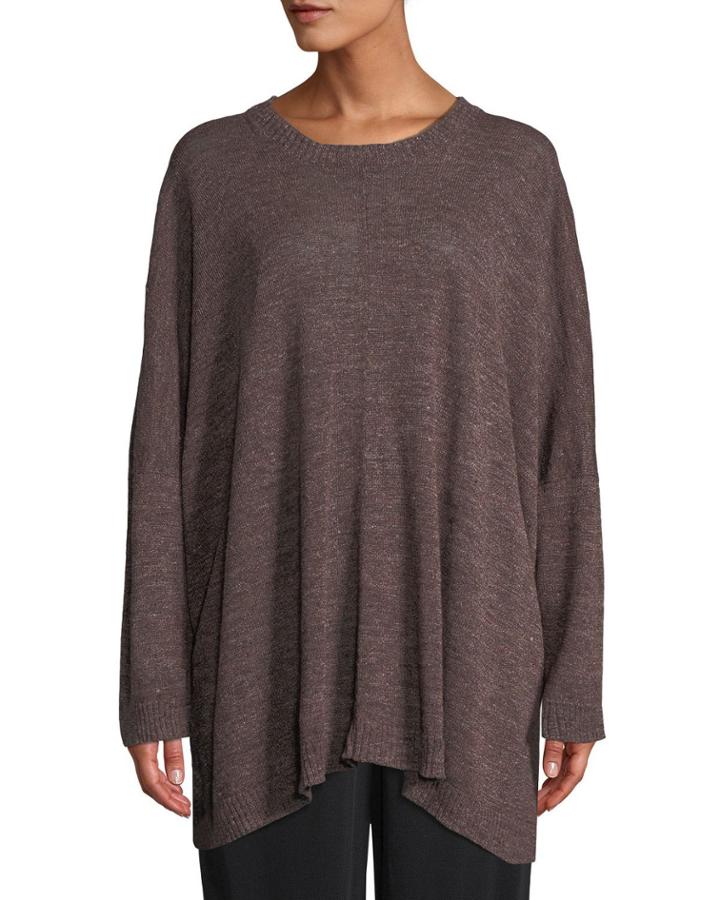 Crewneck Oversized Linen-cotton
