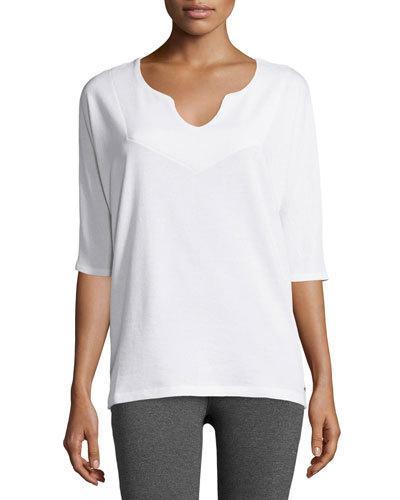 Terry-lined Slub-jersey Tee, White