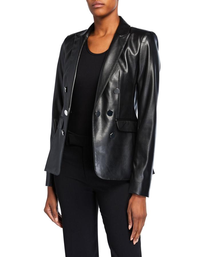 Faux-leather 7-button Blazer