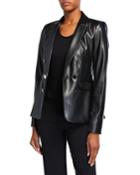 Faux-leather 7-button Blazer