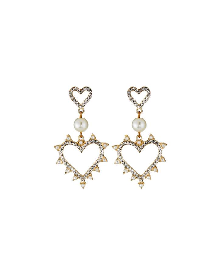 Crystal Heart & Pearly Earrings