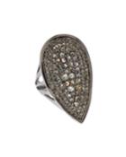 Pear-shape Gray & Champagne Diamond Cocktail Ring,