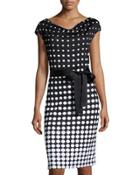 Polka Dotted Knit Dress, Black/white
