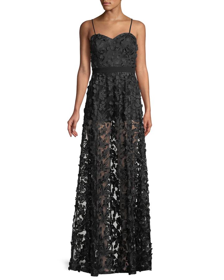 Embroidered Illusion Gown W/ Optional