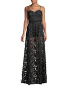 Embroidered Illusion Gown W/ Optional