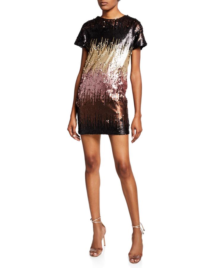 Ombre Sequined Short-sleeve