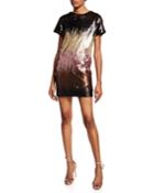 Ombre Sequined Short-sleeve