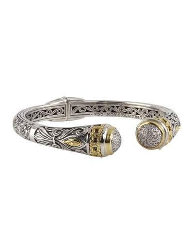 Asteri Hinged Cuff Bracelet W/ Pave White Diamonds