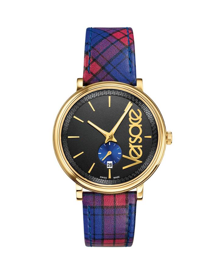 Men's Circle The Clans Gold Ip Watch W/ Tartan