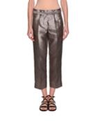 Silk Shantung Wide-leg Cropped Pants