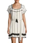 Wendy Embroidered-trim Dress, Ivory