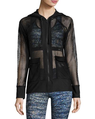 Mesh Hoodie Jacket, Black