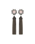 Diamond & Pink Opal Starburst Tassel Earrings