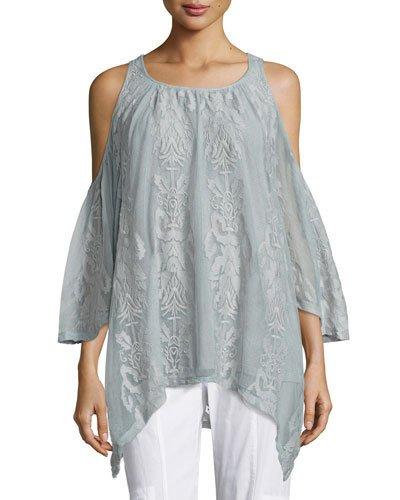 Risette Lace Cold-shoulder Top, Halo