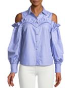 Cold-shoulder Pearly Ruffle Top