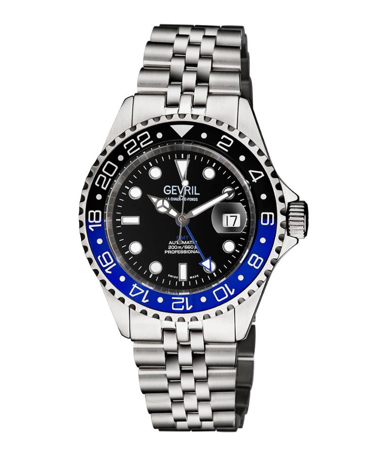 Men's 43mm Wall Street Diver Watch W/ Bracelet, Black/blue