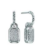 Silver Drop Earrings With Diamonds