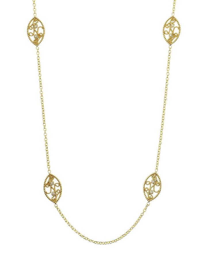 Long Diamond Scroll Necklace