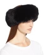 Surell Fox Fur Headband, Black, Women's