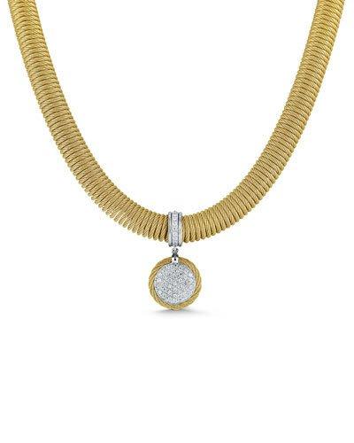 Spring Coil Cable & Round Diamond Pendant Necklace, Yellow,