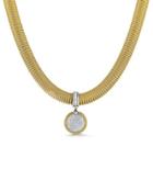 Spring Coil Cable & Round Diamond Pendant Necklace, Yellow,