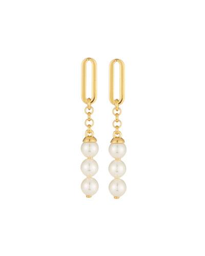 Modern Metal Pearl Trio & Link Drop Earrings