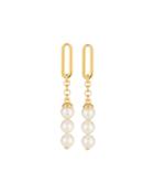 Modern Metal Pearl Trio & Link Drop Earrings