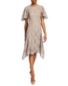 Lace Ruffle-sleeve A-line Dress