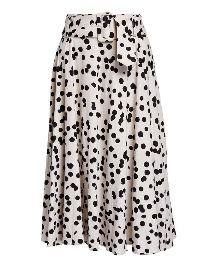 Polka-dot Belted Midi A-line