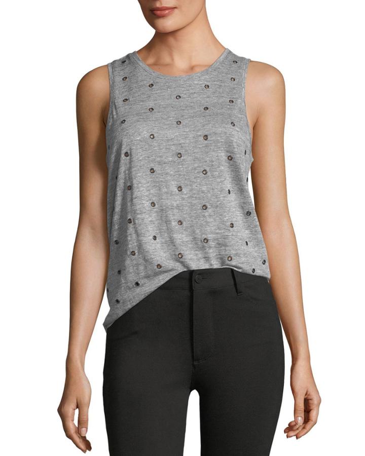 Mikaela Crewneck Linen Tank With Grommets