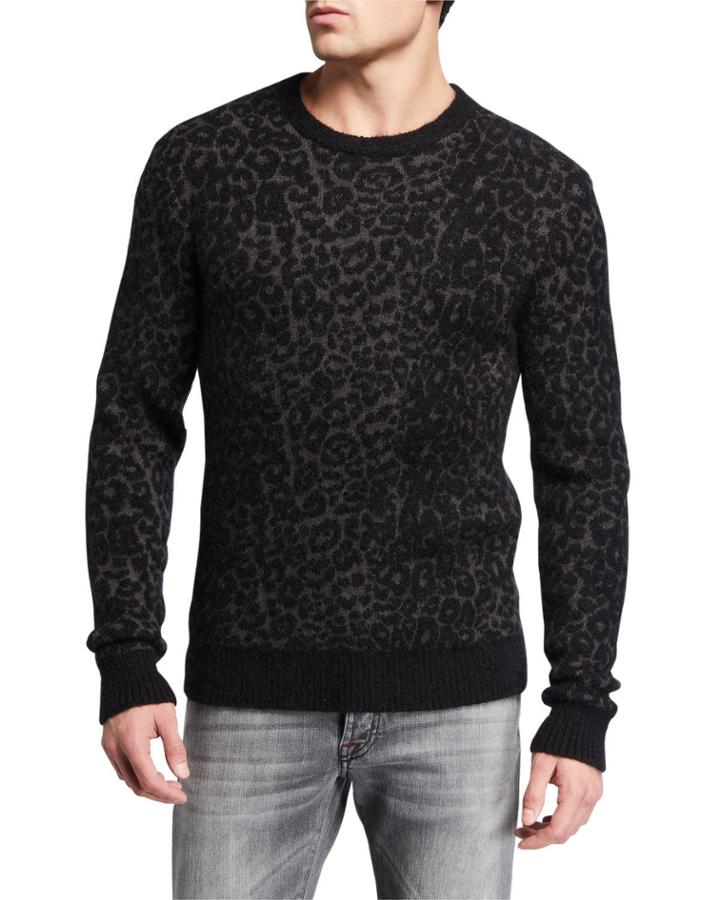 Men's Boulder Leopard-jacquard Crewneck