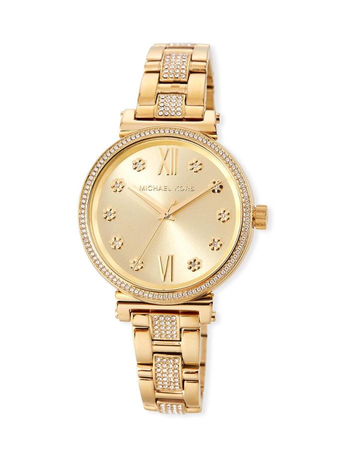 Sofie 36mm Crystal Bracelet Watch, Gold