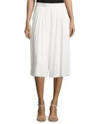Pleated Woven Gaucho Pants, White