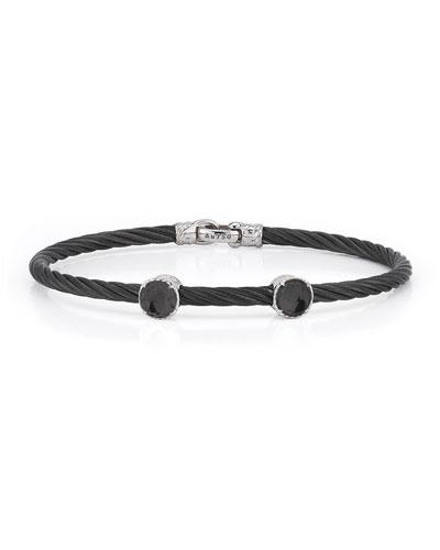 Double Onyx Station Cable Bracelet, Black