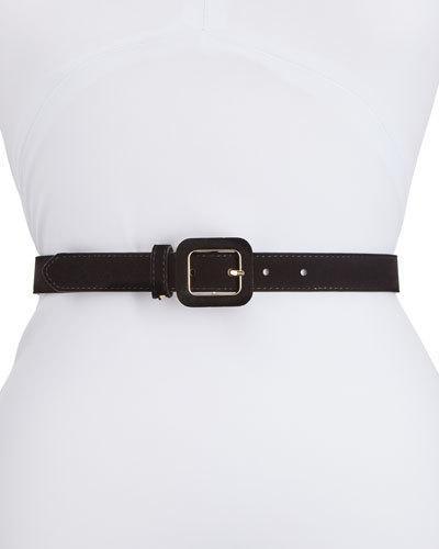 Covered Buckle Velvet Waist Belt, Black