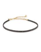 Textured Leather Choker Necklace, Black