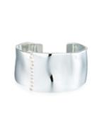 925 Glamazon Wide Uneven Cuff Bracelet W/diamond Bezels