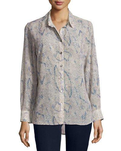 Snake-print Chiffon Blouse,