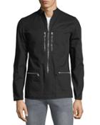 Stand-collar Cargo Utility Jacket, Black