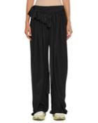 Apron-front Wide-leg Silk Crepe De Chine Pants