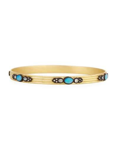 Old World 18k Bangle Bracelet W/ Opals, Sapphires & Diamonds