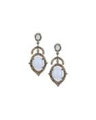 Chalcedony And Diamond Pointed Oval Drop Earrings
