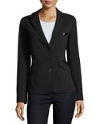 Lady Faux-leather Trim Blazer, Black