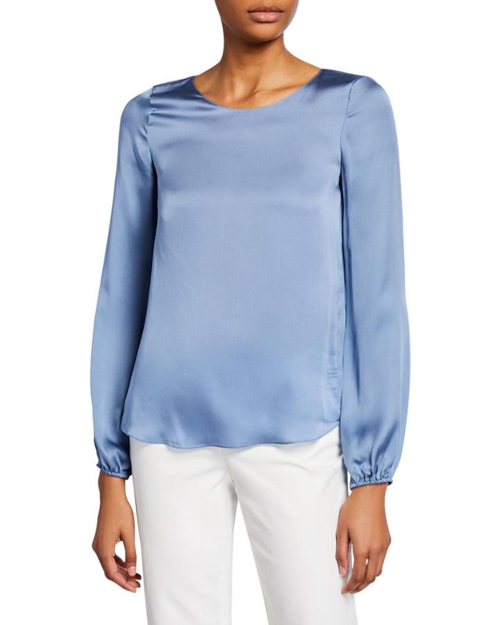 Scoop-neck Blouson-sleeve