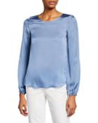 Scoop-neck Blouson-sleeve